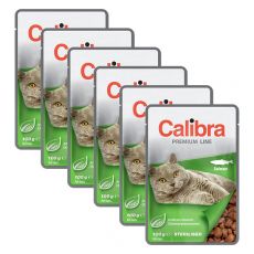 CALIBRA Cat Adult Sterilised lazac darabokkal szószban 6 x 100 g