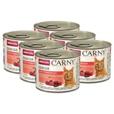 CARNY SENIOR nedves macskaeledel, marha és pulykaszív 6 x 200 g