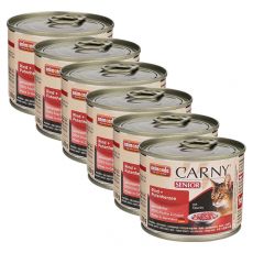 CARNY SENIOR nedves macskaeledel, marha és pulykaszív 6 x 200 g