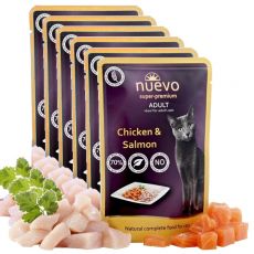 NUEVO CAT Adult Chicken & Salmon alutasakos macskaeledel 6 x 85 g