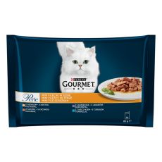 Gourmet Perle alutasakos macskaeledel, mini szeletek szószban 4 x 85 g