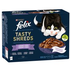 FELIX Tasty Shreds zacskós eledel, halválogatás szószban 12 x 80 g
