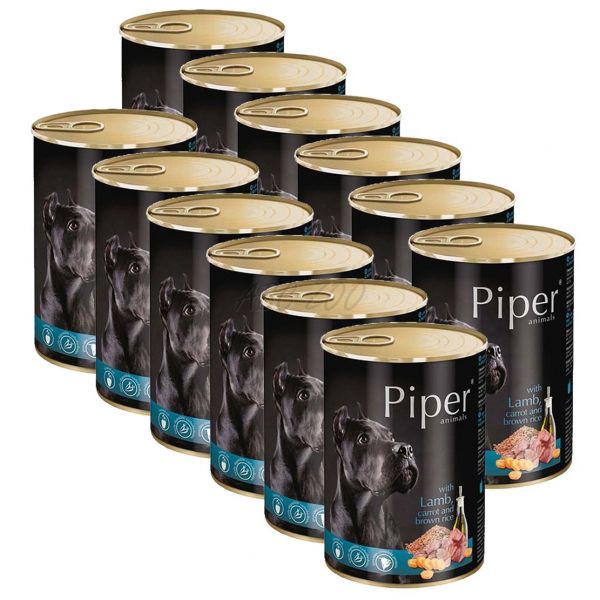 Piper Adult kutyakonzerv bárányhússal, sárgarépával és barna rizzsel 12 x 400 g