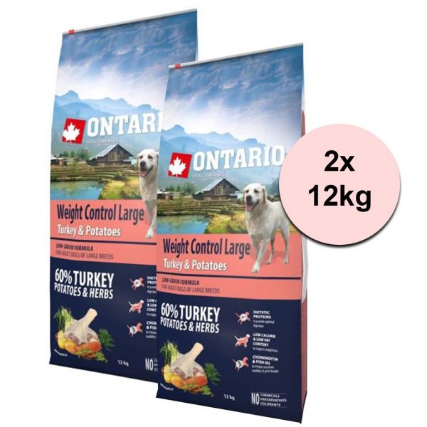 ONTARIO Weight Control Large - turkey & potatoes 2 x 12kg