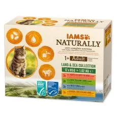 IAMS Naturally Felnőtt Sz&aacute;razf&ouml;ldi &eacute;s tengeri v&aacute;logat&aacute;s 12 x 85 g