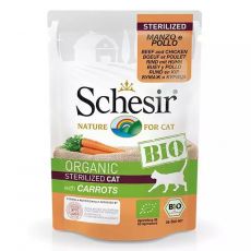 Schesir cat bio ivartalanított marha és csirke sárgarépával 85 g