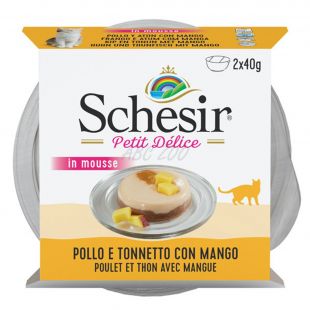 Schesir cat Petit Delice Csirke, tonhal és mangó 2 x 40 g