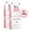 Brit Care Dog Hair & Skin Rovar és hal 2 x 12 kg