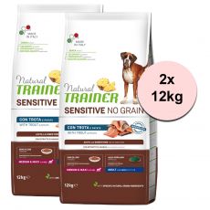 Trainer Natural Sensitive NO GRAIN M/M Felnőtt, pisztráng 2 x 12 kg