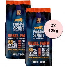 Primal Spirit Dog 65% Rebel Farm - csirke és hal 2 x 12kg
