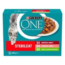 PURINA ONE STERILCAT marha, lazac &eacute;s pulyka sz&oacute;szban 12 x 85 g