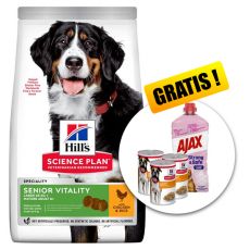 Hill's Science Plan Mature Senior Vitality Large Breed Chicken 14 kg + 3 kutyakonzervek & Ajax GRÁTISZ