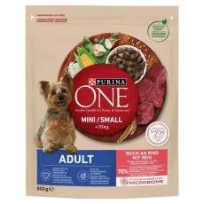 PURINA ONE MINI/SMALL Adult, marhah&uacute;s rizzsel 800 g