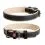 Bőr nyak&ouml;rv WAU DOG Soft 57-71 cm, 35 mm fekete-b&eacute;zs sz&iacute;nű