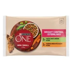 PURINA ONE MINI Dog Weight Control S&aacute;rgar&eacute;pa &eacute;s csirke gy&uuml;m&ouml;lcsl&eacute;ben 4 x 85 g