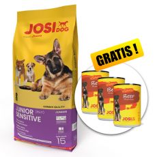 JOSIDOG Junior Sensitive 15 kg + 3 kutyakonzervek GRÁTISZ